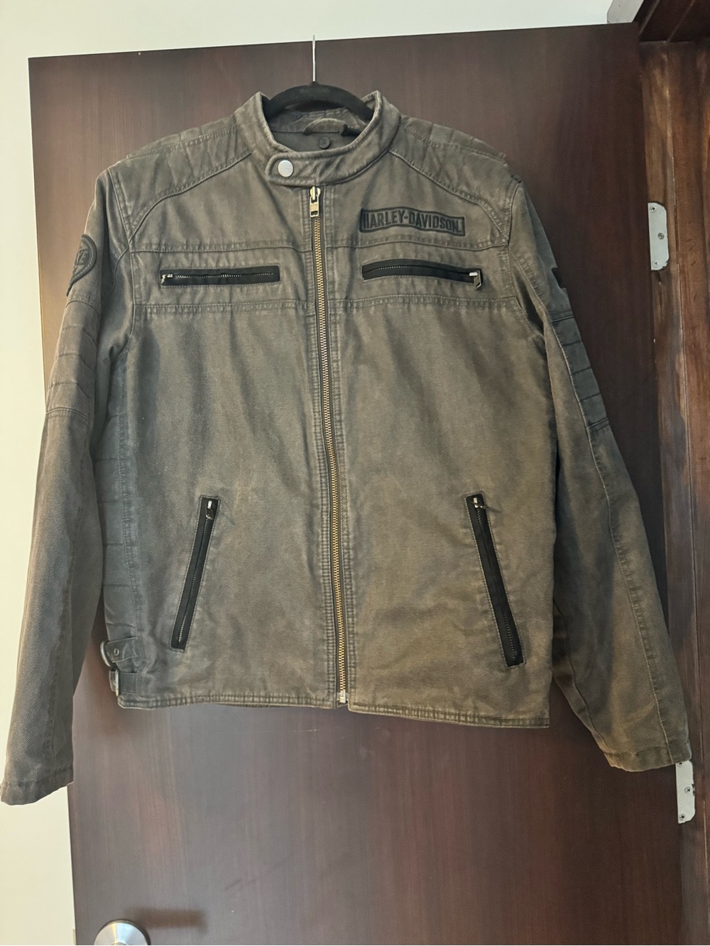Harley-Davidson Men's Washed Gray Motorcycle Bomber Jacket